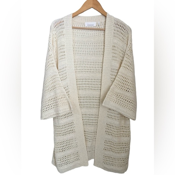 ANTHROPOLOGIE Boho Crochet Open Knit cardigan Sweater Layne Kimono Longline OS - Picture 5 of 10